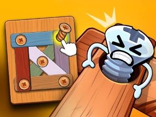 Wood Bolts & Nuts Screw Pin Puzzle